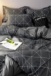 Hillkar Global Biancheria Da Letto Ranforce di cotone Geometric Grigio, 200 x 220 cm