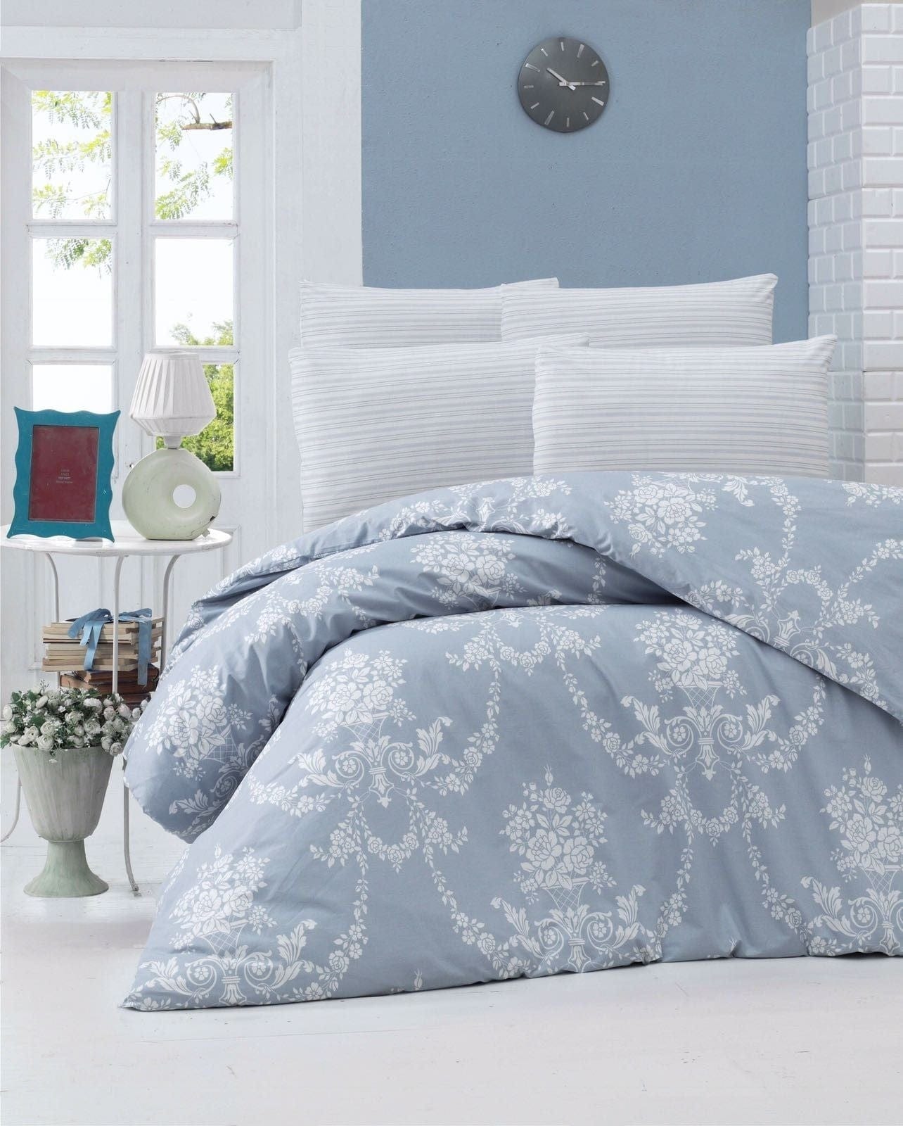 Asir Biancheria Da Letto Ranforce di cotone Gloria Blu, 200 x 220 cm