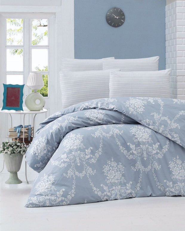Asir Biancheria Da Letto Ranforce di cotone Gloria Blu, 200 x 220 cm