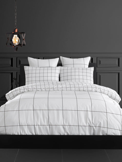 Asir Biancheria Da Letto Ranforce di cotone Grandes Bianco e Nero, 200 x 220 cm