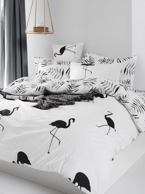 Asir Biancheria Da Letto Ranforce di cotone Hope Bianco e Nero, 201 x 220 cm