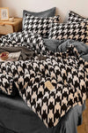 Hillkar Global Biancheria Da Letto Ranforce di cotone Houndstooth Bianco e Nero, 200 x 220 cm