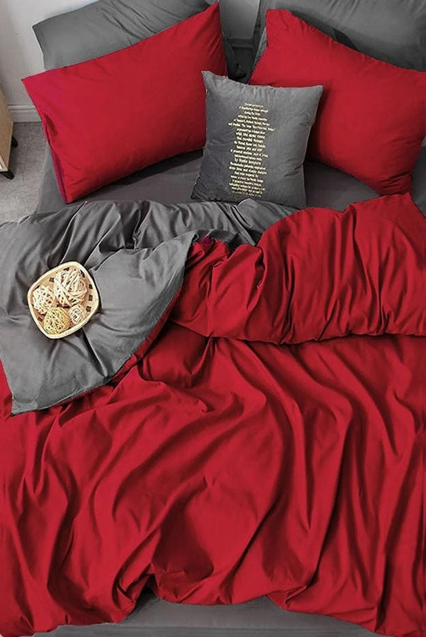 Hillkar Global Biancheria Da Letto Ranforce di cotone Intense Rosso, 200 x 220 cm