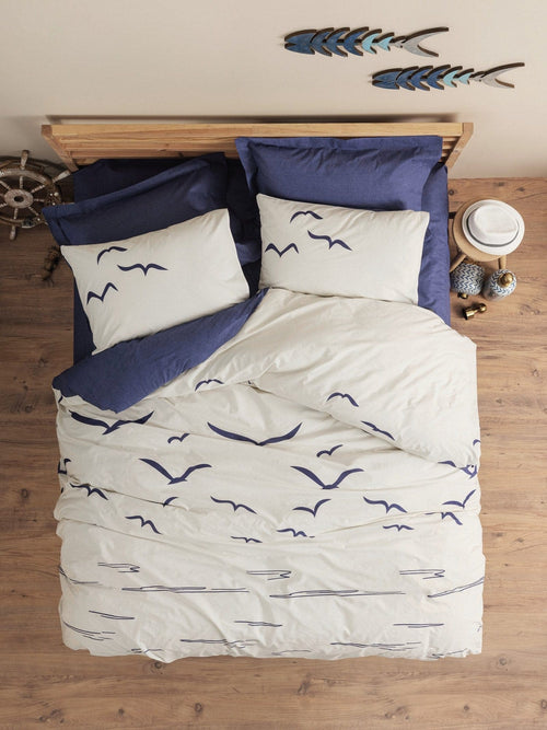 Asir Biancheria Da Letto Ranforce di cotone Larum Blu, 240 x 260 cm