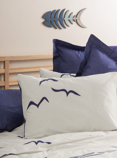 Asir Biancheria Da Letto Ranforce di cotone Larum Blu, 240 x 260 cm