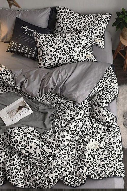 Hillkar Global Biancheria Da Letto Ranforce di cotone Leopard Bianco e Nero, 160 x 220 cm