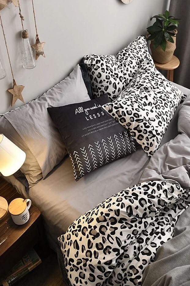 Hillkar Global Biancheria Da Letto Ranforce di cotone Leopard Bianco e Nero, 160 x 220 cm