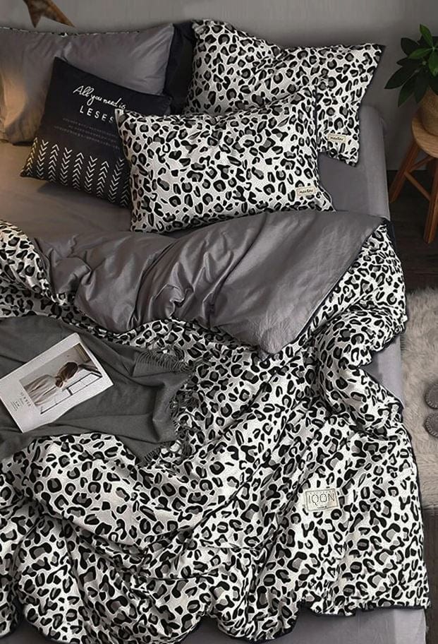 Hillkar Global Biancheria Da Letto Ranforce di cotone Leopard Grigio, 200 x 220 cm
