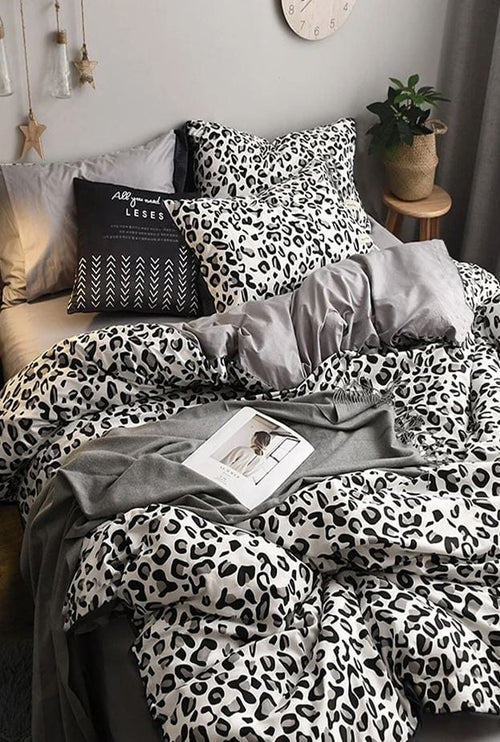 Hillkar Global Biancheria Da Letto Ranforce di cotone Leopard Grigio, 200 x 220 cm