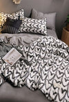 Hillkar Global Biancheria Da Letto Ranforce di cotone Love Bianco e Nero, 200 x 220 cm