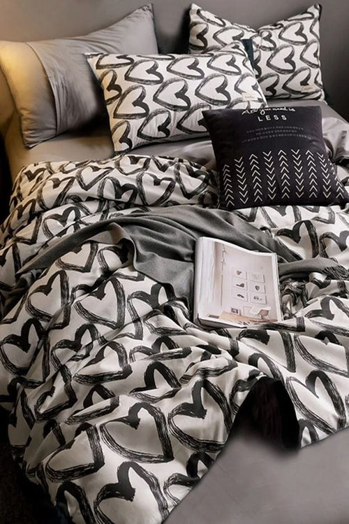 Hillkar Global Biancheria Da Letto Ranforce di cotone Love Grigio, 160 x 220 cm