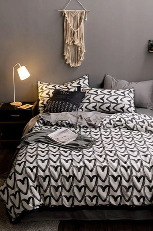 Hillkar Global Biancheria Da Letto Ranforce di cotone Love Grigio, 160 x 220 cm