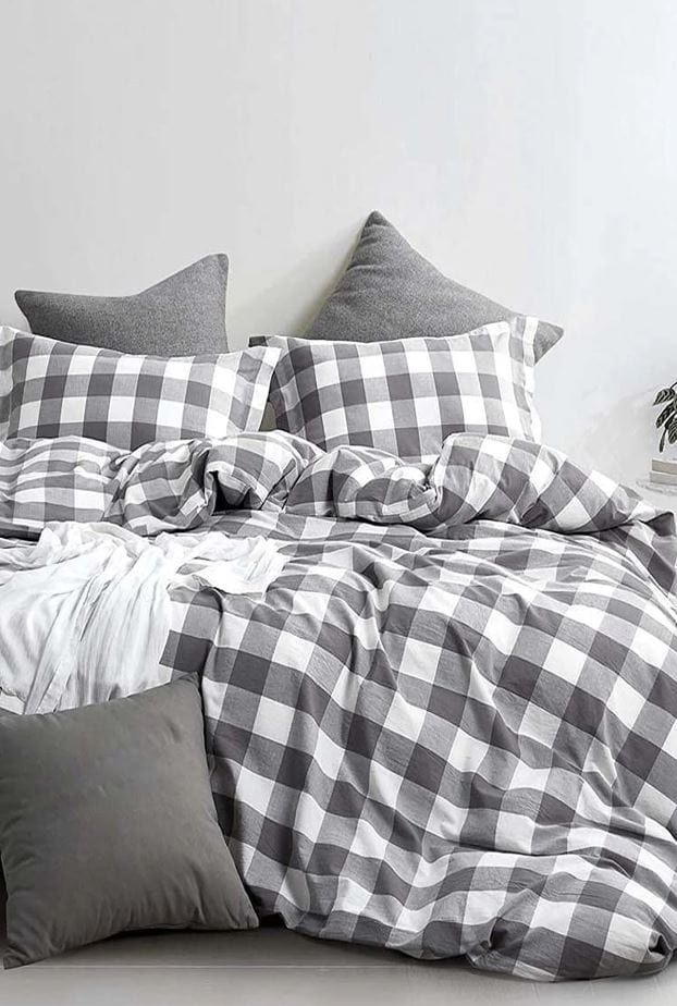 Hillkar Global Biancheria Da Letto Ranforce di cotone Mini Square Grigio, 200 x 220 cm