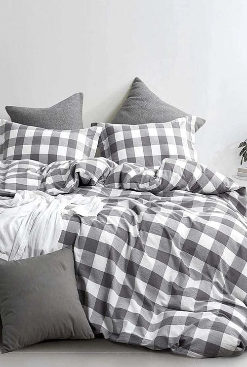 Hillkar Global Biancheria Da Letto Ranforce di cotone Mini Square Grigio, 200 x 220 cm