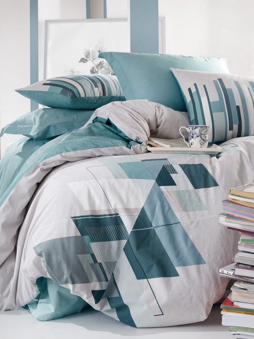 Asir Biancheria Da Letto Ranforce di cotone Nesto Blu, 200 x 220 cm