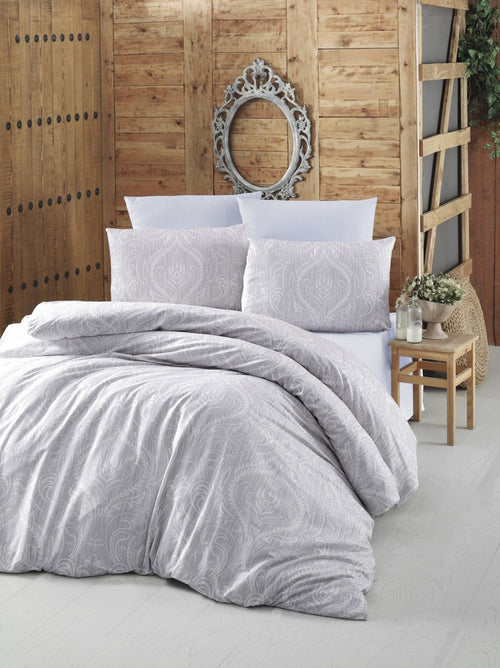 Asir Biancheria Da Letto Ranforce di cotone Ornament Grigio, 200 x 220 cm