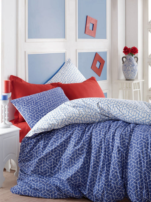 Asir Biancheria Da Letto Ranforce di cotone Pave Blu, 200 x 220 cm