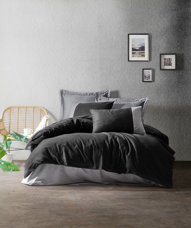 Asir Biancheria Da Letto Ranforce di cotone Plain 694 Nero, 200 x 220 cm