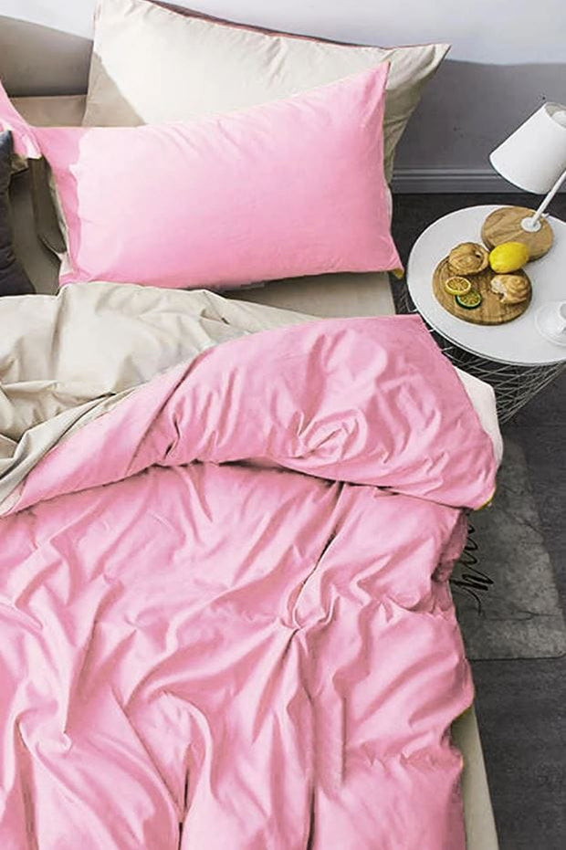 Hillkar Global Biancheria Da Letto Ranforce di cotone Powder Rosa, 200 x 220 cm