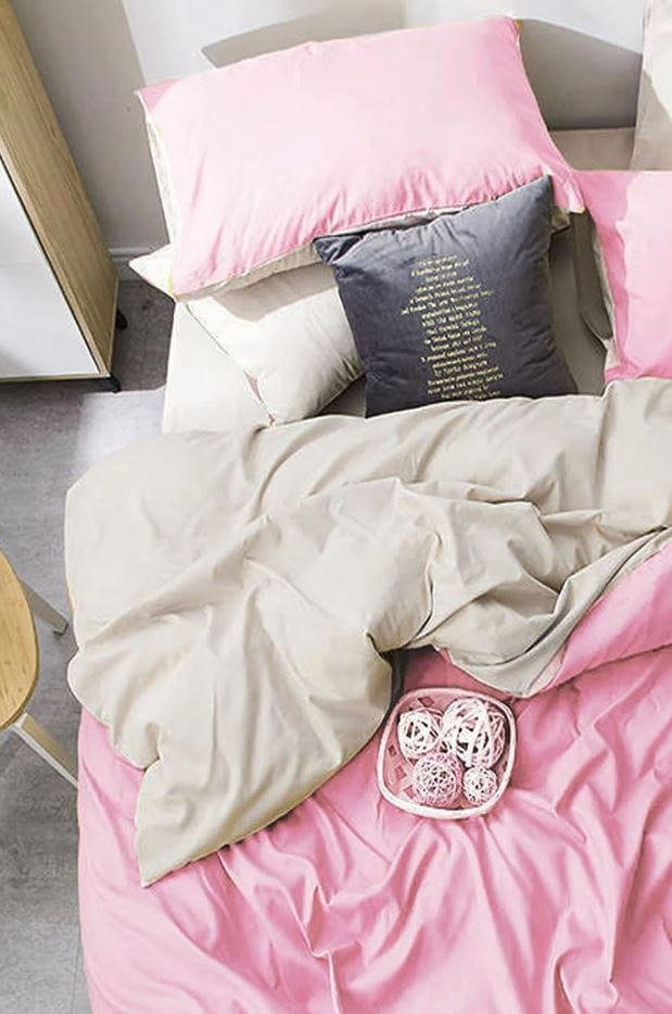 Hillkar Global Biancheria Da Letto Ranforce di cotone Powder Rosa, 200 x 220 cm