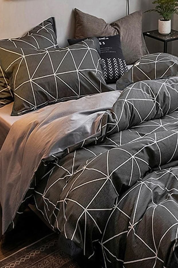 Hillkar Global Biancheria Da Letto Ranforce di cotone Pyramid Grigio, 200 x 220 cm