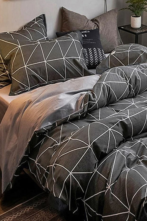 Hillkar Global Biancheria Da Letto Ranforce di cotone Pyramid Grigio, 200 x 220 cm