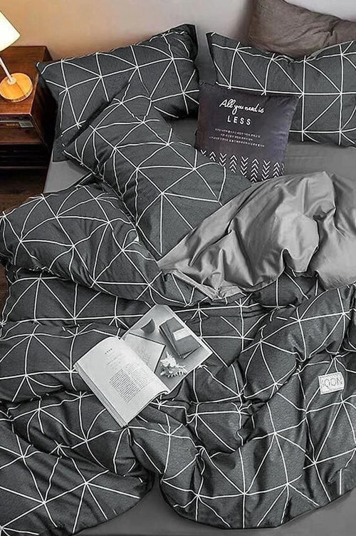 Hillkar Global Biancheria Da Letto Ranforce di cotone Pyramid Grigio, 200 x 220 cm