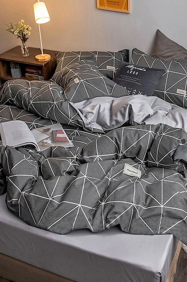 Hillkar Global Biancheria Da Letto Ranforce di cotone Pyramid Grigio, 200 x 220 cm