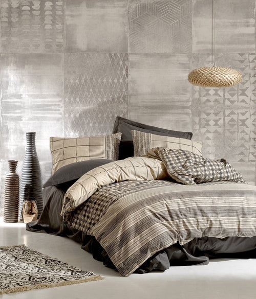 Biancheria Da Letto Ranforce di cotone Rina Antracite, 200 x 220 cm