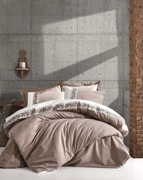 Biancheria Da Letto Ranforce di cotone Rosinda Beige, 200 x 220 cm