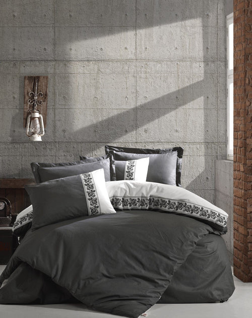 Biancheria Da Letto Ranforce di cotone Rosinda Grigio, 200 x 220 cm