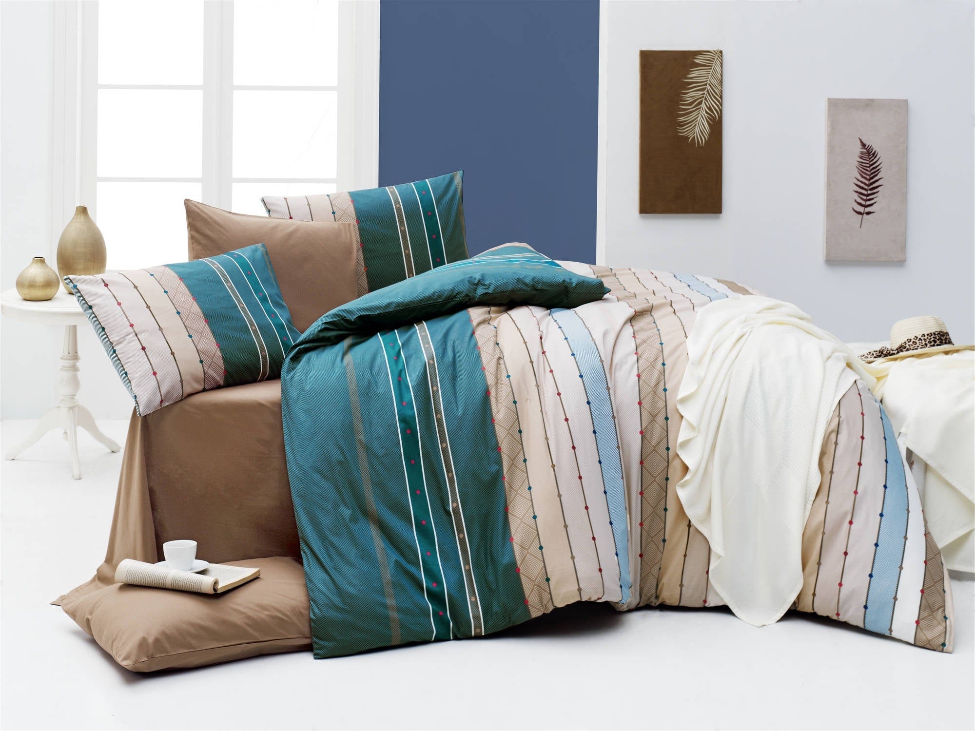 Asir Biancheria Da Letto Ranforce di cotone Ruling II Multicolore, 200 x 220 cm
