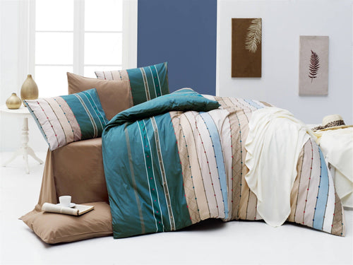 Asir Biancheria Da Letto Ranforce di cotone Ruling II Multicolore, 200 x 220 cm
