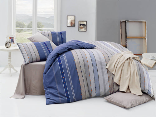 Asir Biancheria Da Letto Ranforce di cotone Ruling II Multicolore, 200 x 220 cm