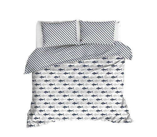 Asir Biancheria Da Letto Ranforce di cotone Shark Blu, 200 x 220 cm