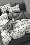 Hillkar Global Biancheria Da Letto Ranforce di cotone Square Bianco e Nero, 200 x 220 cm