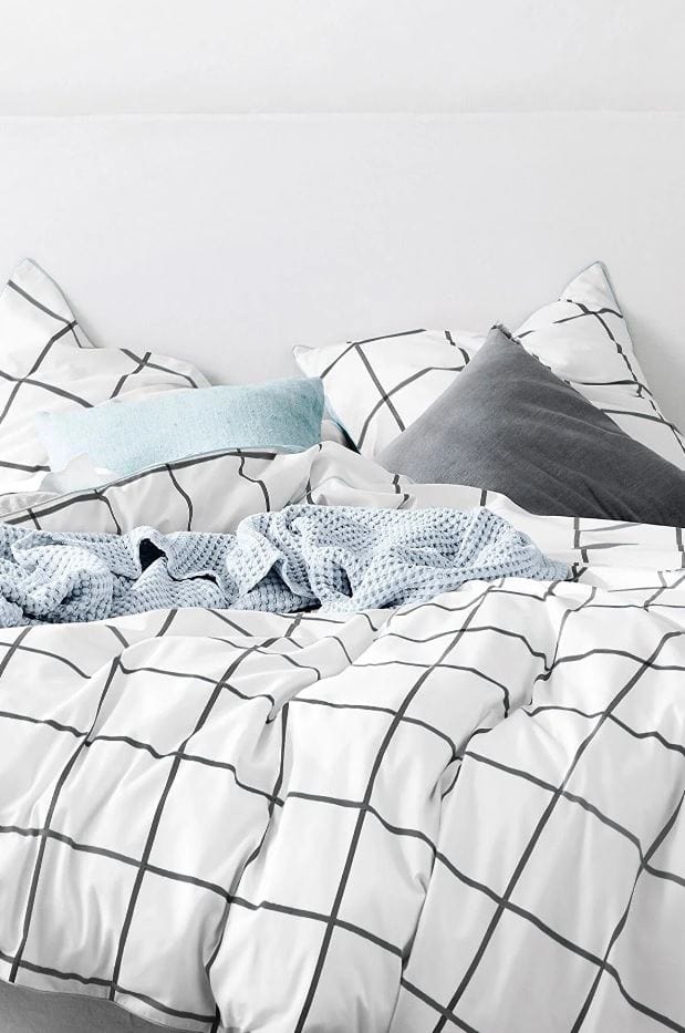 Hillkar Global Biancheria Da Letto Ranforce di cotone Square Bianco e Nero, 200 x 220 cm
