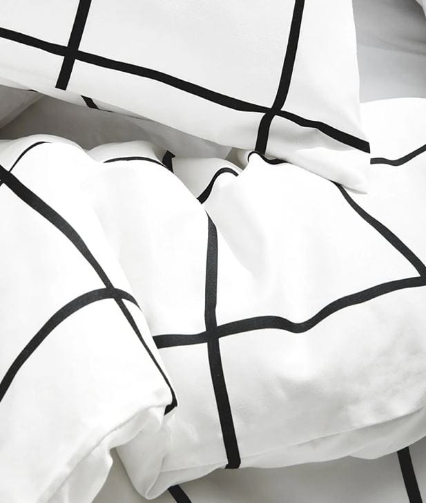 Hillkar Global Biancheria Da Letto Ranforce di cotone Square Bianco e Nero, 200 x 220 cm