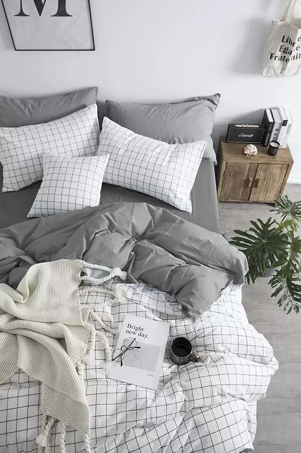 Hillkar Global Biancheria Da Letto Ranforce di cotone Square Grigio, 200 x 220 cm
