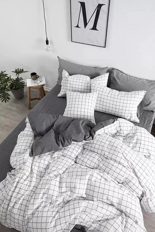 Hillkar Global Biancheria Da Letto Ranforce di cotone Square Grigio, 200 x 220 cm