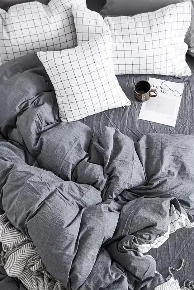Hillkar Global Biancheria Da Letto Ranforce di cotone Square Grigio, 200 x 220 cm