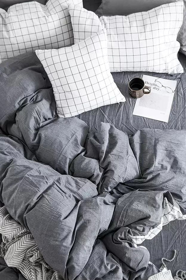 Hillkar Global Biancheria Da Letto Ranforce di cotone Square Grigio, 200 x 220 cm