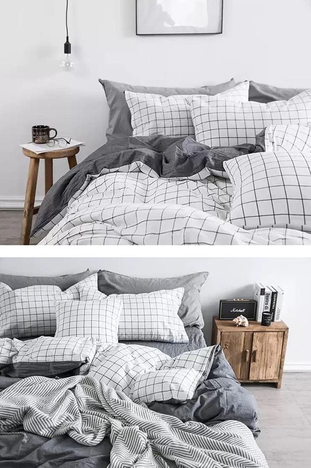 Hillkar Global Biancheria Da Letto Ranforce di cotone Square Grigio, 200 x 220 cm