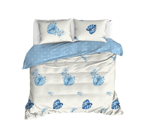 Asir Biancheria Da Letto Ranforce di cotone Terezie Blu, 200 x 220 cm