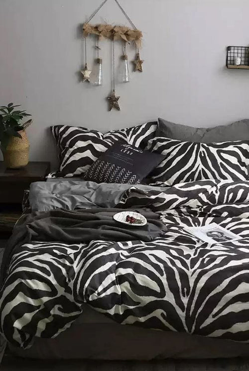 Hillkar Global Biancheria Da Letto Ranforce di cotone Zebra Bianco e Nero, 200 x 220 cm