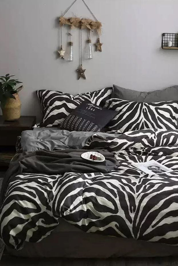 Hillkar Global Biancheria Da Letto Ranforce di cotone Zebra Bianco e Nero, 200 x 220 cm