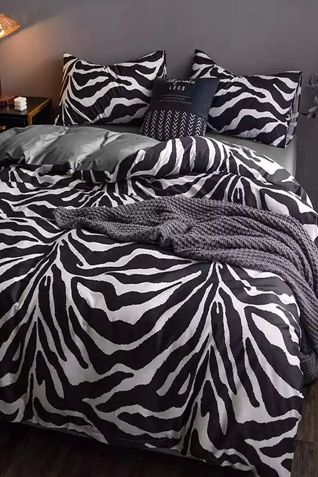 Hillkar Global Biancheria Da Letto Ranforce di cotone Zebra Bianco e Nero, 200 x 220 cm
