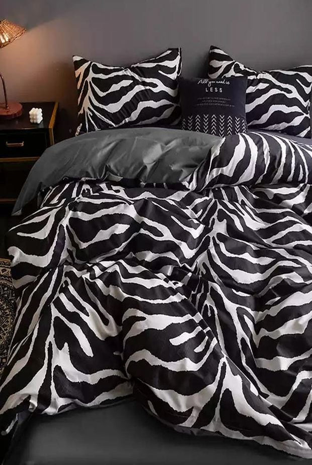 Hillkar Global Biancheria Da Letto Ranforce di cotone Zebra Bianco e Nero, 200 x 220 cm