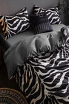 Hillkar Global Biancheria Da Letto Ranforce di cotone Zebra Bianco e Nero, 200 x 220 cm
