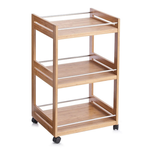 Zeller Carrello da bagno con 3 ripiani, Bambù naturale, l45,7xL38xH76 cm